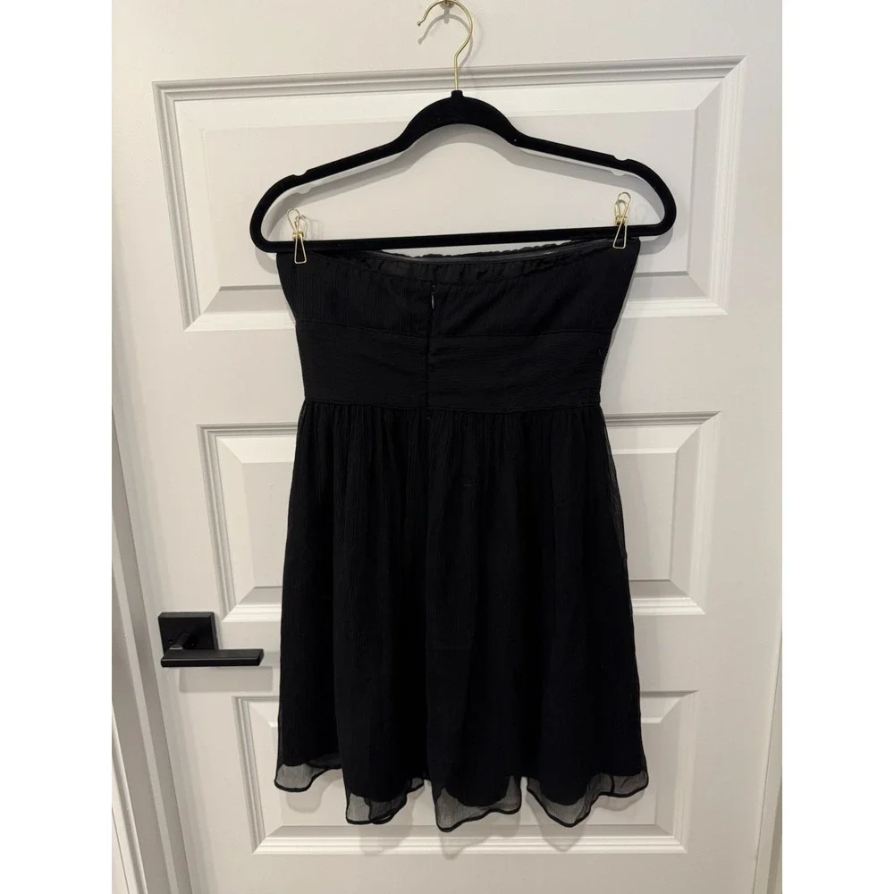 J CREW Women's NEW Black Chiffon Strapless Dress Size 4 Sexy Strapless Shelf Bra